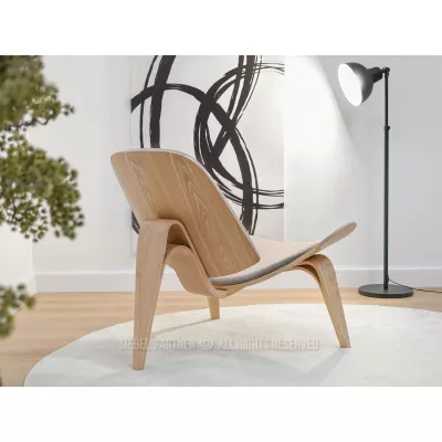 DAHL designer fotel - világos bézs / tölgy