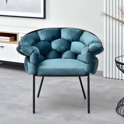 BARTOL kárpitozott designer fotel - kékeszöld / fekete
