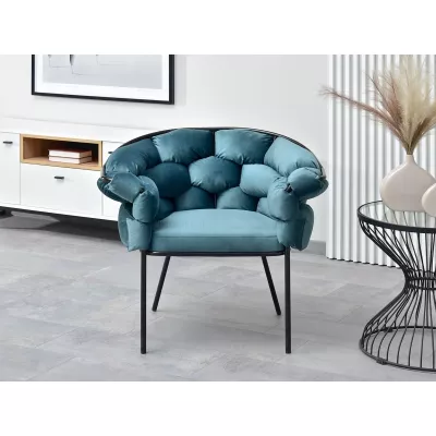 BARTOL kárpitozott designer fotel - kékeszöld / fekete