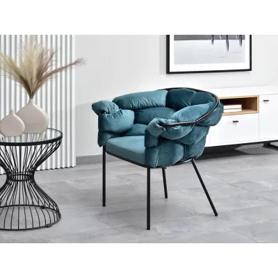 BARTOL kárpitozott designer fotel - kékeszöld / fekete