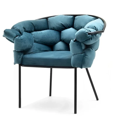 BARTOL kárpitozott designer fotel - kékeszöld / fekete