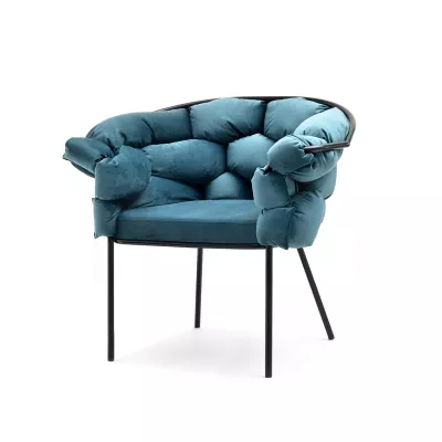 BARTOL kárpitozott designer fotel - kékeszöld / fekete