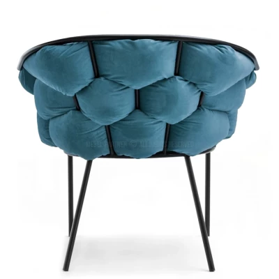 BARTOL kárpitozott designer fotel - kékeszöld / fekete