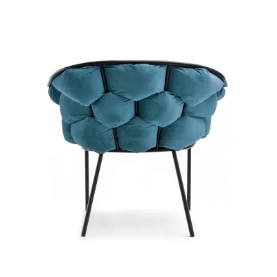 BARTOL kárpitozott designer fotel - kékeszöld / fekete