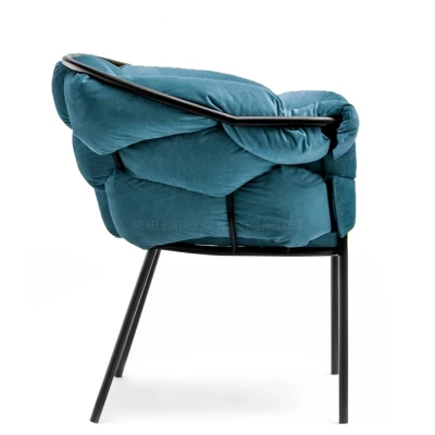 BARTOL kárpitozott designer fotel - kékeszöld / fekete