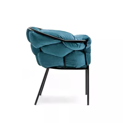 BARTOL kárpitozott designer fotel - kékeszöld / fekete