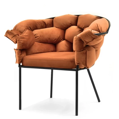 BARTOL kárpitozott designer fotel - réz / fekete