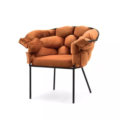 BARTOL kárpitozott designer fotel - réz / fekete