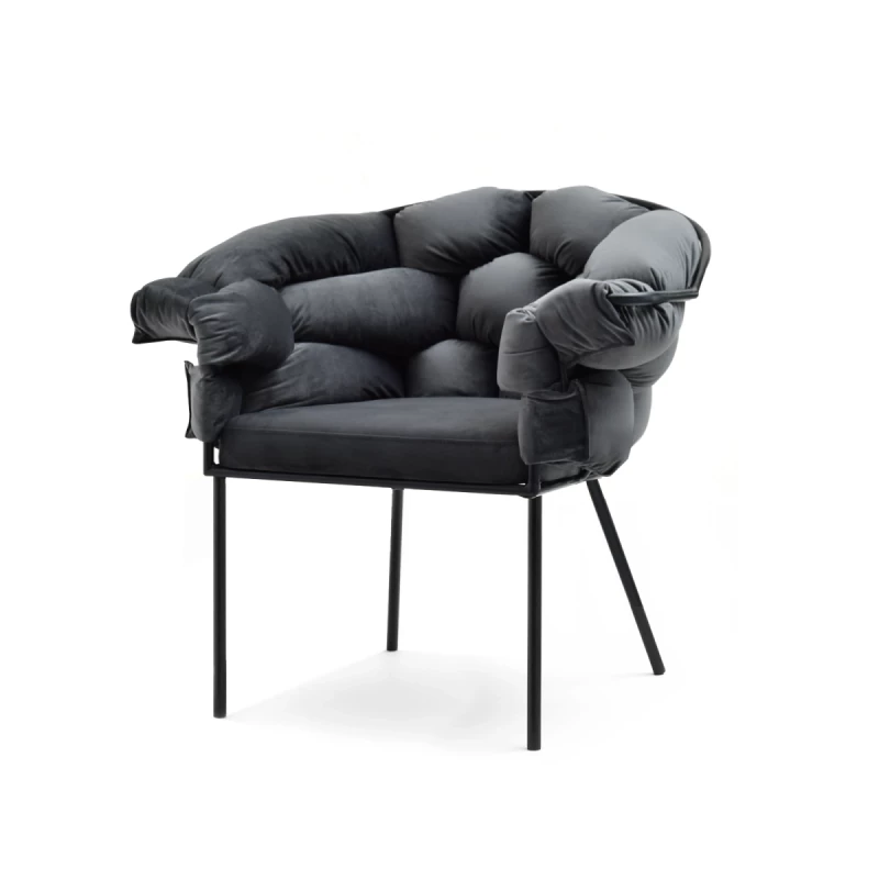 BARTOL kárpitozott designer fotel - grafit / fekete