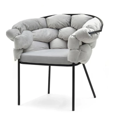 BARTOL kárpitozott designer fotel - szürke / fekete