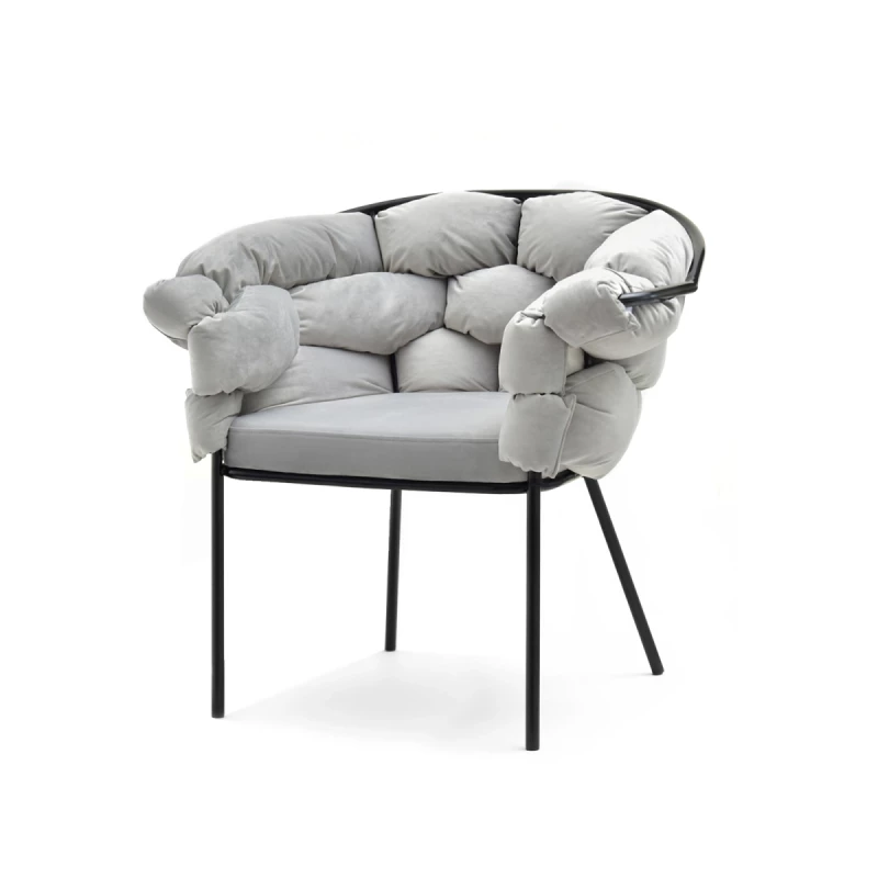 BARTOL kárpitozott designer fotel - szürke / fekete