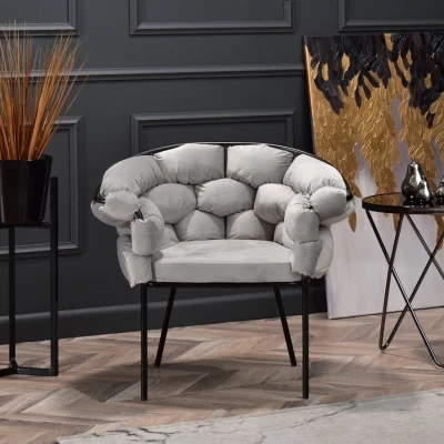 BARTOL kárpitozott designer fotel - szürke / fekete