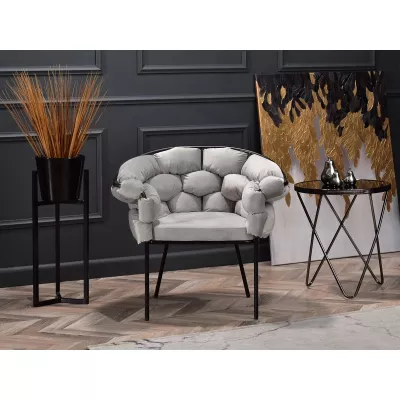 BARTOL kárpitozott designer fotel - szürke / fekete