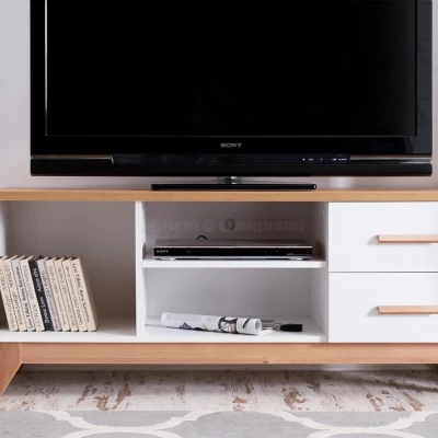 TV állvány HENDA - fehér / tölgy