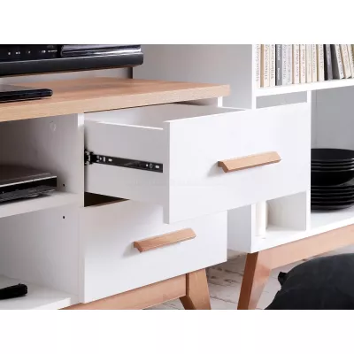 TV állvány HENDA - fehér / tölgy