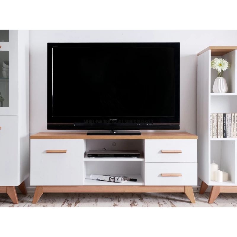 TV állvány HENDA - fehér / tölgy