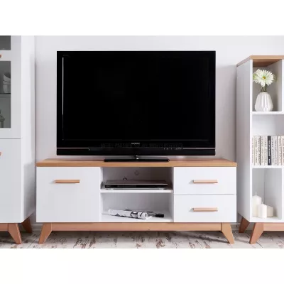 TV állvány HENDA - fehér / tölgy