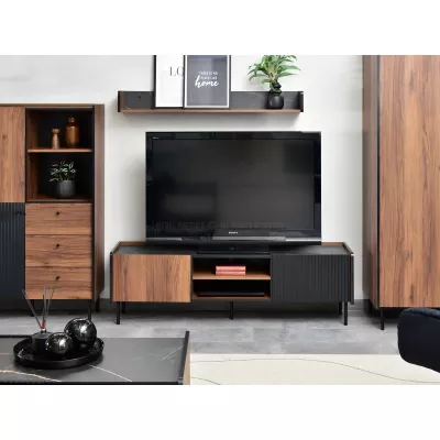 TV állvány 150 NORLAN - dió / fekete márvány / fekete