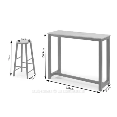 Bárgarnitúra 120x40 SERGIO - beton / fekete