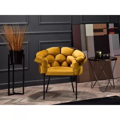 BARTOL kárpitozott designer fotel - méz / fekete