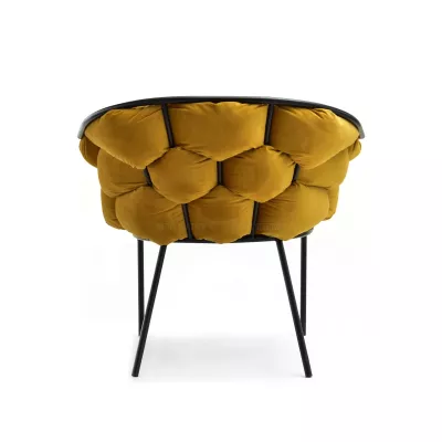 BARTOL kárpitozott designer fotel - méz / fekete