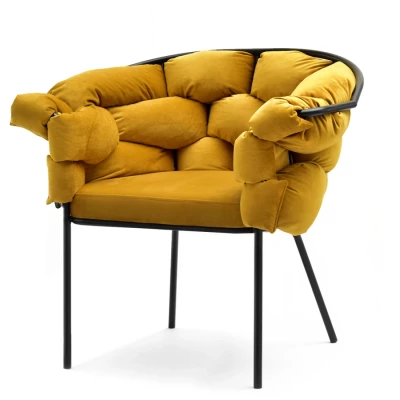 BARTOL kárpitozott designer fotel - méz / fekete