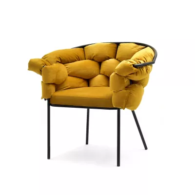 BARTOL kárpitozott designer fotel - méz / fekete