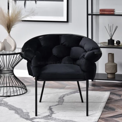 BARTOL kárpitozott designer karosszék - fekete
