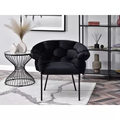 BARTOL kárpitozott designer karosszék - fekete