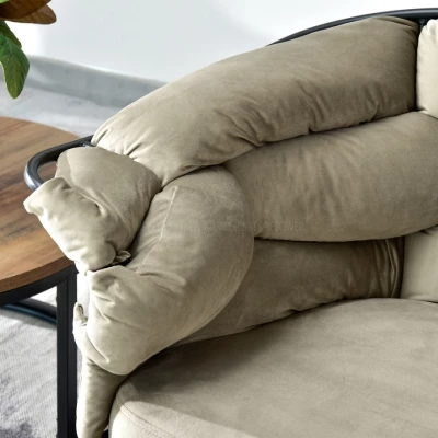 BARTOL kárpitozott designer fotel - homokszínű / fekete