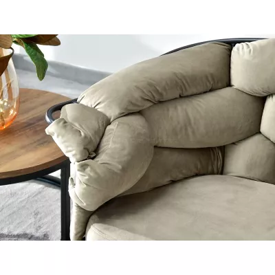 BARTOL kárpitozott designer fotel - homokszínű / fekete