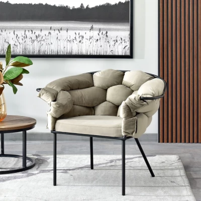 BARTOL kárpitozott designer fotel - homokszínű / fekete