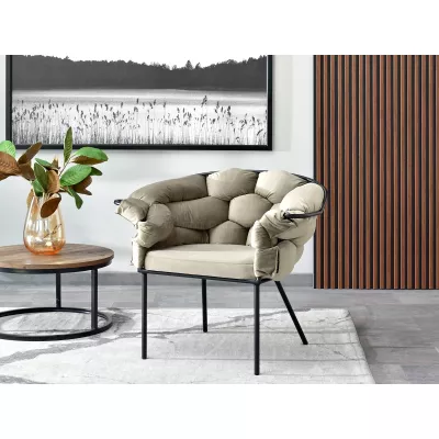 BARTOL kárpitozott designer fotel - homokszínű / fekete