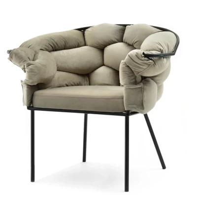 BARTOL kárpitozott designer fotel - homokszínű / fekete