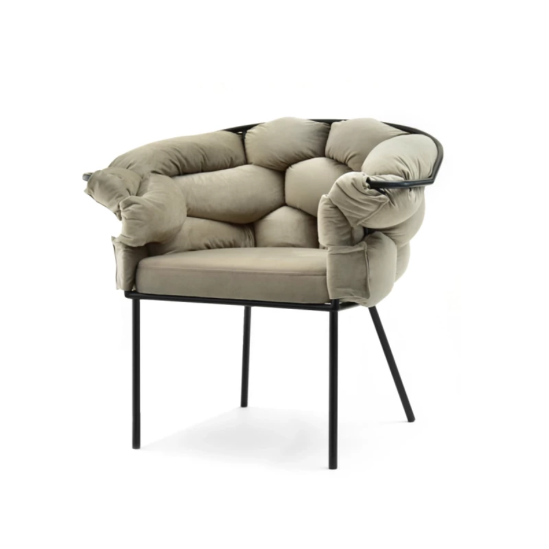 BARTOL kárpitozott designer fotel - homokszínű / fekete
