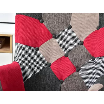 JORG hintaszék - piros patchwork / fekete / bükk