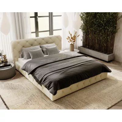 Elegáns kárpitozott ágy 160x200 MARLENE 1 tárolóhellyel - krémszínű