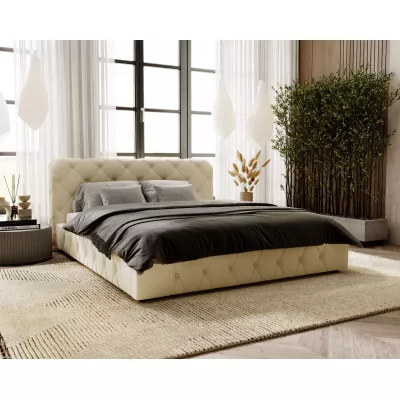 Elegáns kárpitozott ágy 120x200 MARLENE 1 tárolóhellyel - krémszínű