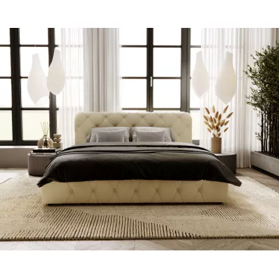 Elegáns kárpitozott ágy 120x200 MARLENE 1 tárolóhellyel - krémszínű