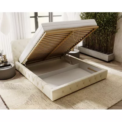 Elegáns kárpitozott ágy 120x200 MARLENE 1 tárolóhellyel - krémszínű