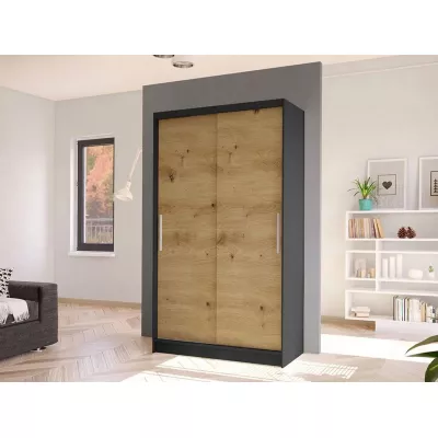 Keskeny gardróbszekrény 100 cm tolóajtókkal ARAPO 1 - artisan tölgy / fekete
