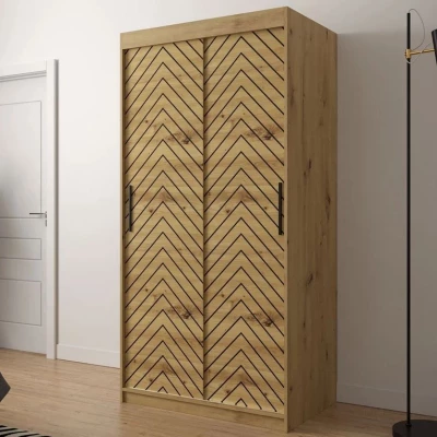Keskeny gardróbszekrény 100 cm ORIOT - artisan tölgy / fekete
