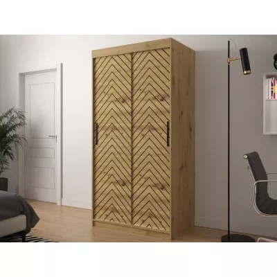 Keskeny gardróbszekrény 100 cm ORIOT - artisan tölgy / fekete