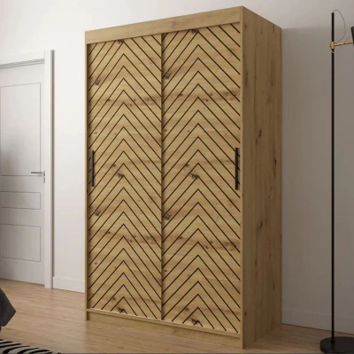 Keskeny gardróbszekrény 120 cm ORIOT - artisan tölgy / fekete