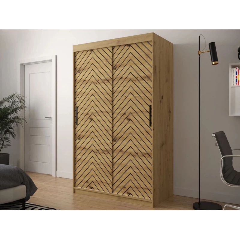 Keskeny gardróbszekrény 120 cm ORIOT - artisan tölgy / fekete