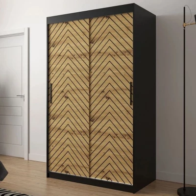 Keskeny gardróbszekrény 120 cm ORIOT - fekete / artisan tölgy
