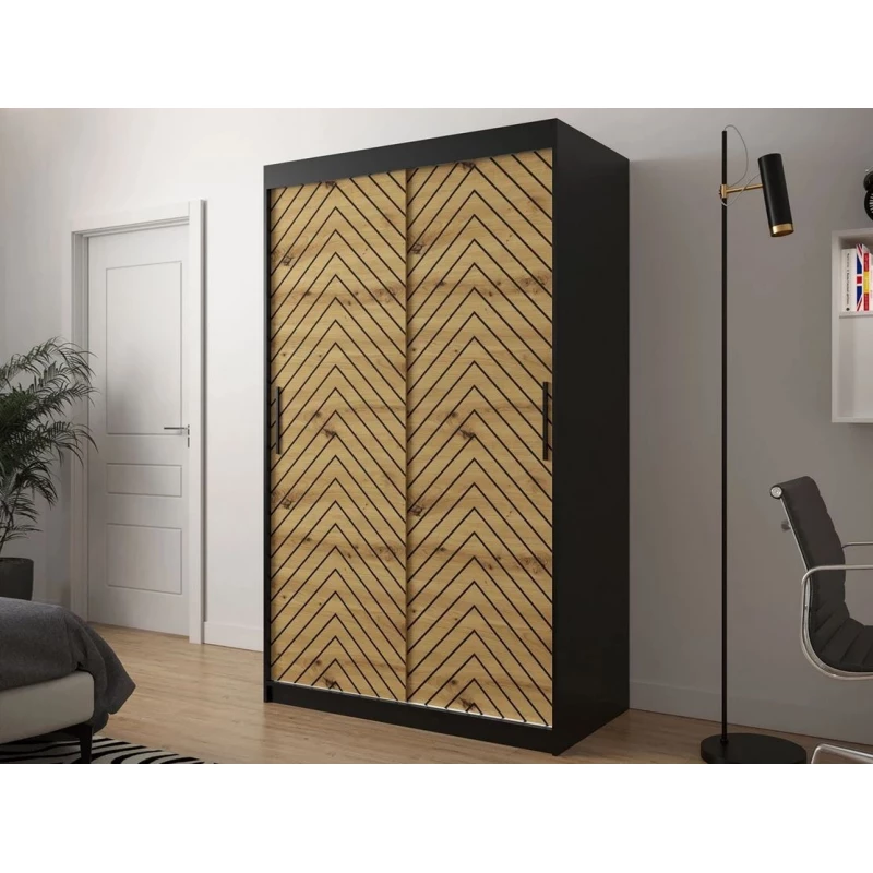 Keskeny gardróbszekrény 120 cm ORIOT - fekete / artisan tölgy