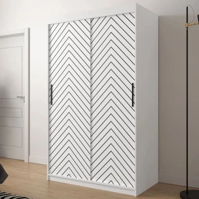 Keskeny gardróbszekrény 120 cm fiókokkal ORIOT - fehér / fekete