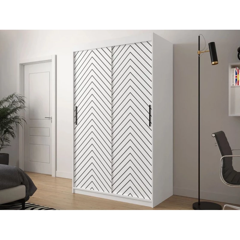 Keskeny gardróbszekrény 120 cm fiókokkal ORIOT - fehér / fekete
