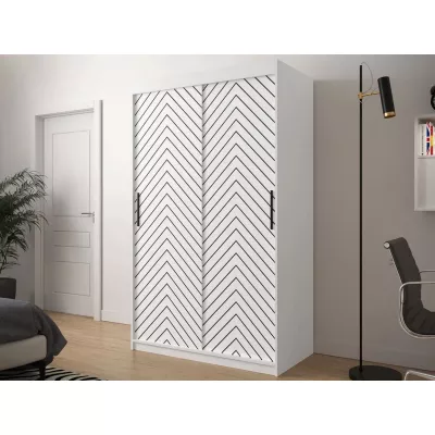 Keskeny gardróbszekrény 120 cm fiókokkal ORIOT - fehér / fekete